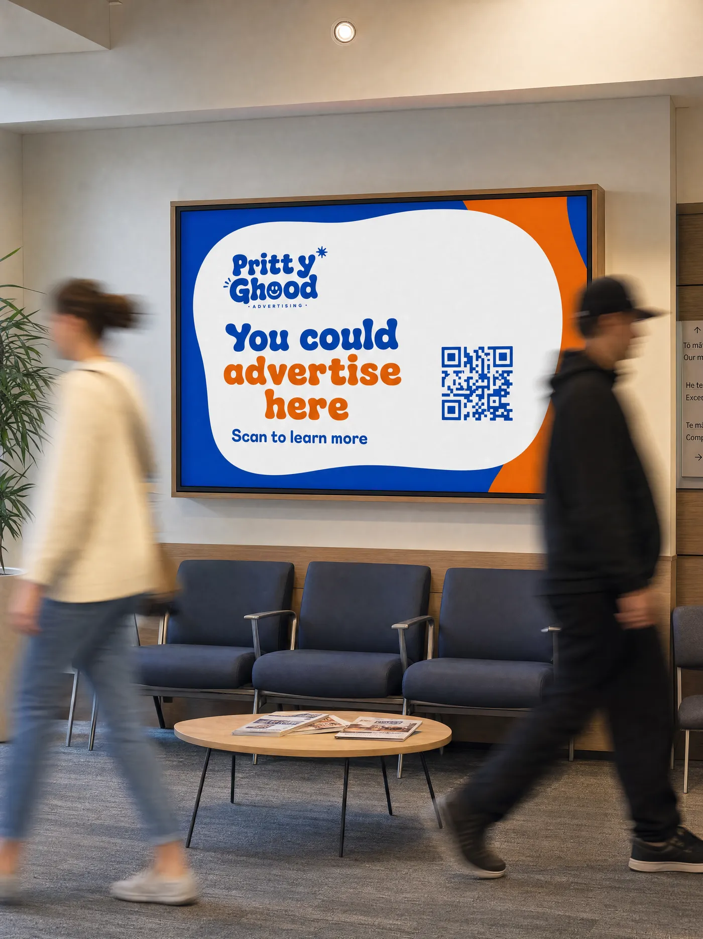 Waiting-room screens example placement
