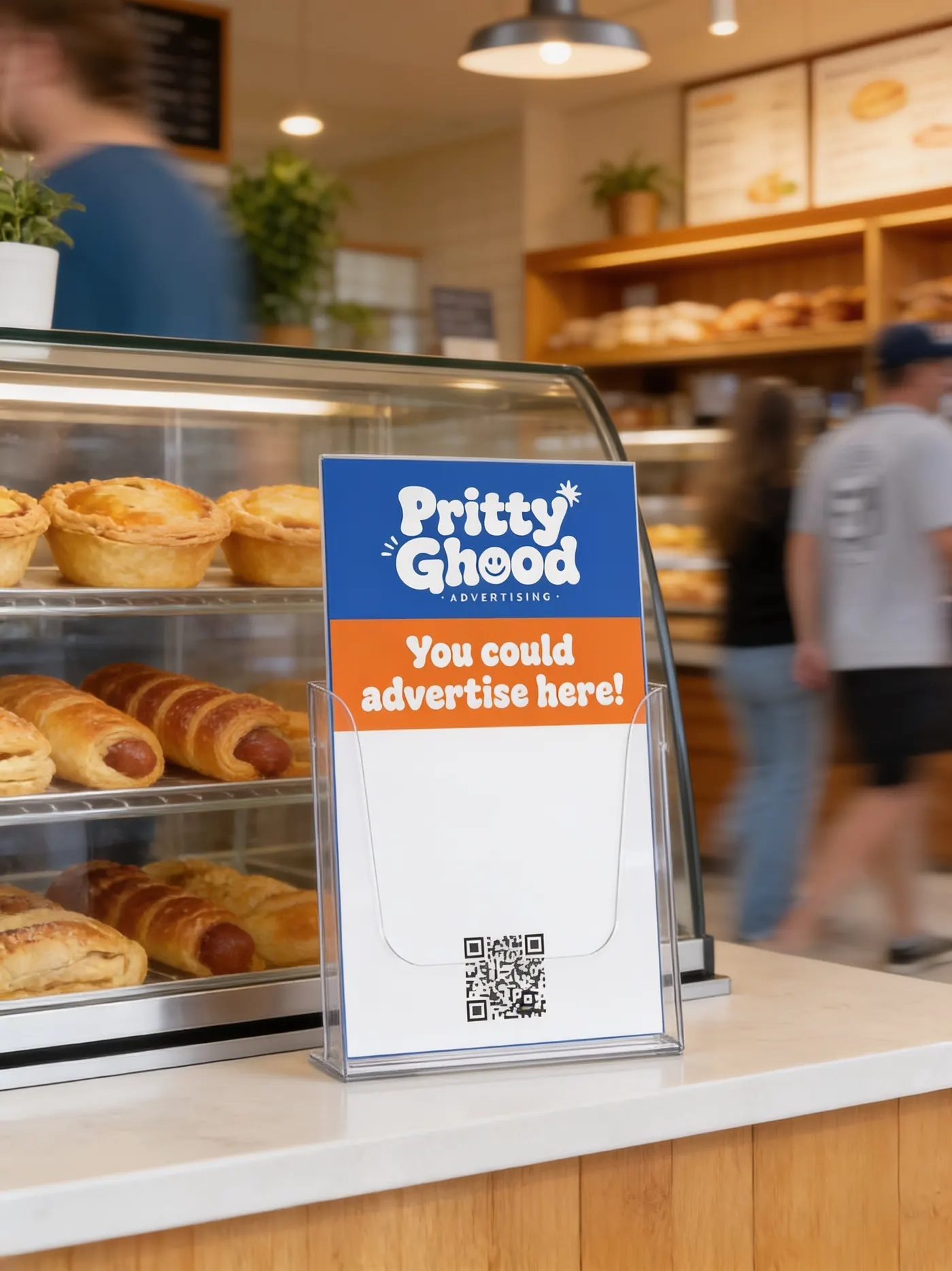Counter flyer stands example placement