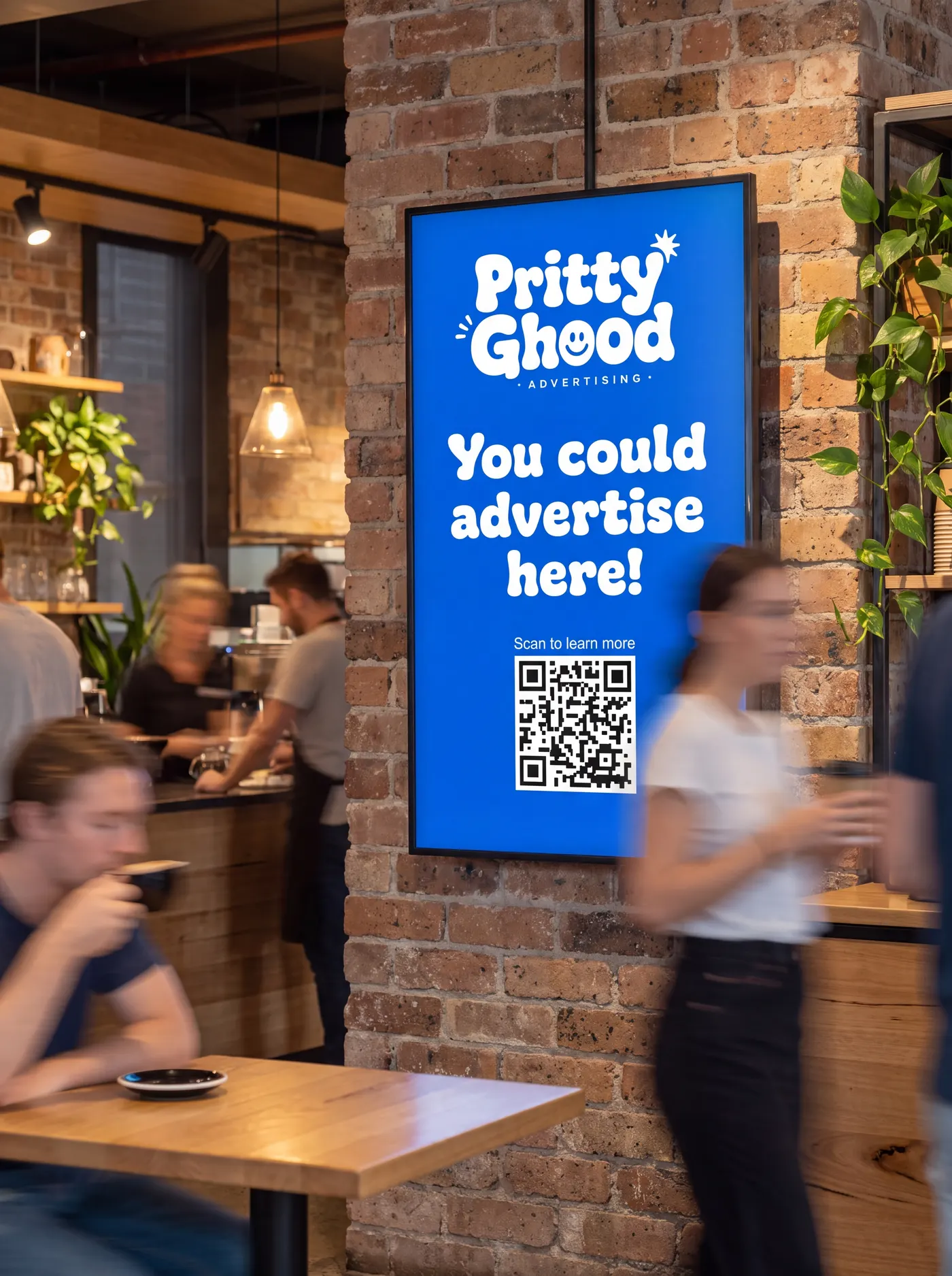 Cafe wall screens example placement