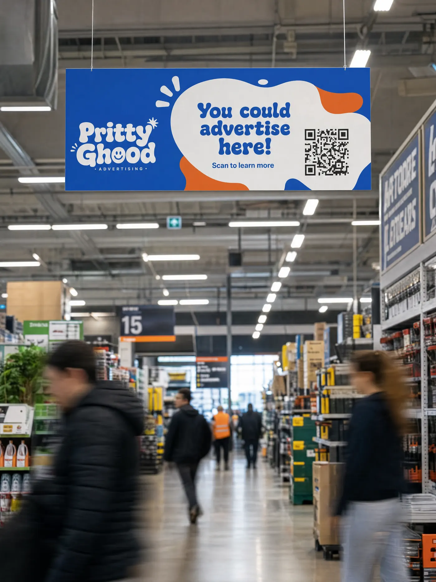 Overhead banners example placement